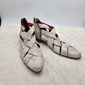 NWOB Bed Stu Brittany Woven Leather Sandal Booties Nectar Lux White Tan Shoes